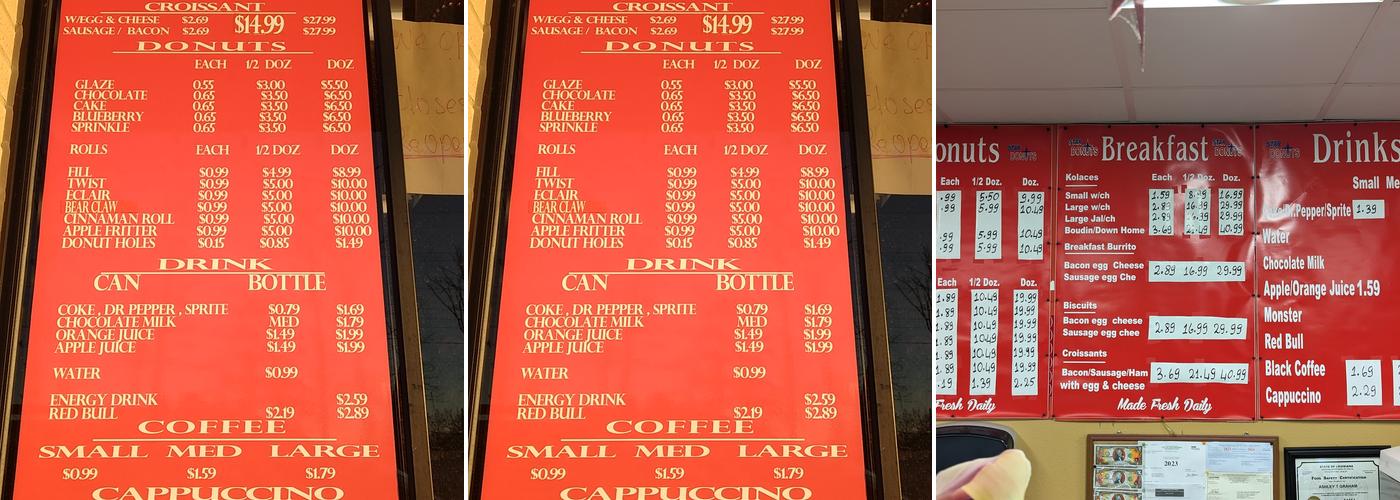 Star Donuts Menu