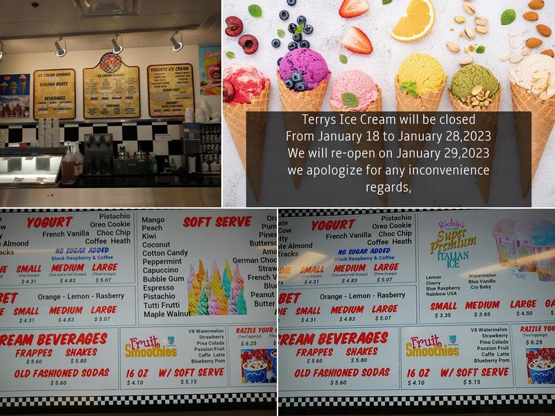 Terry's Old Fashion Ice Cream Shop Menu