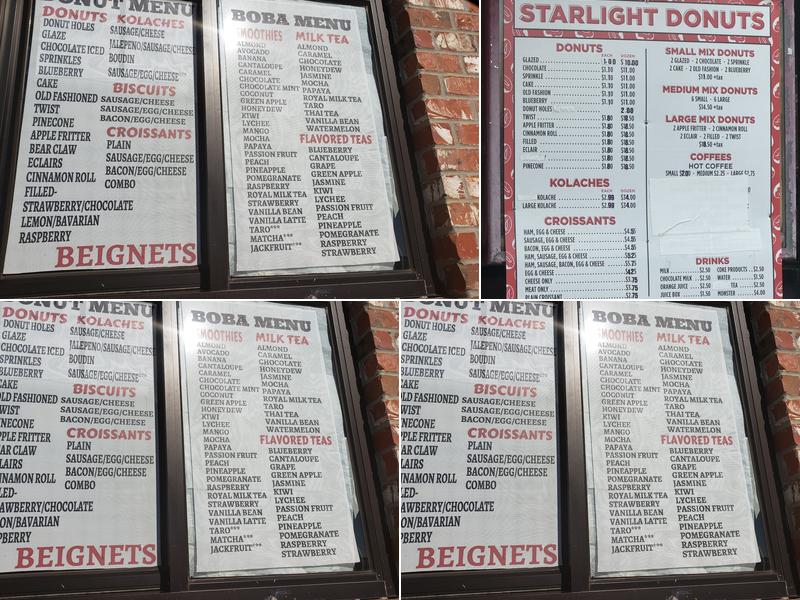 Starlight Donuts Menu