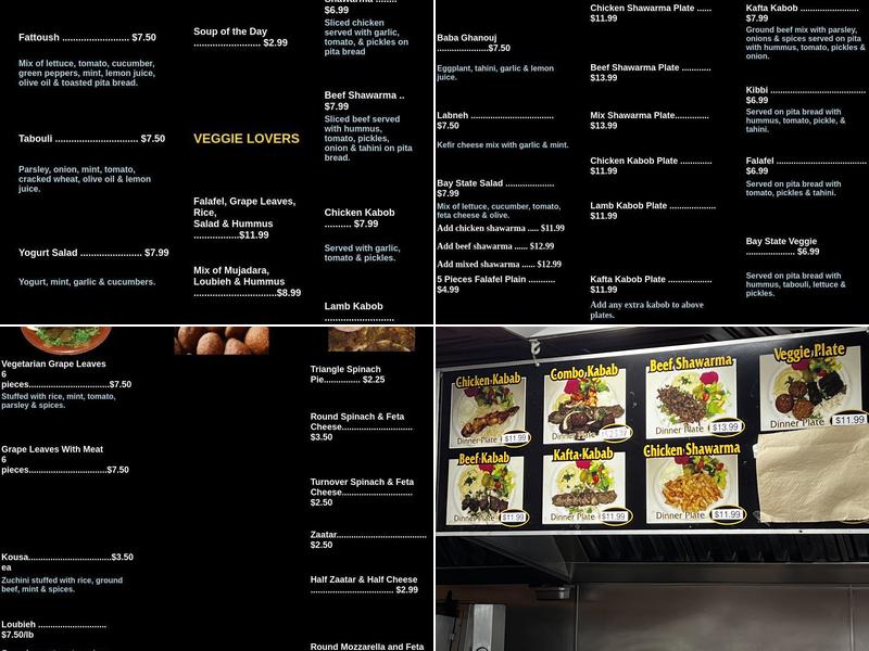 Baystate shawarma and grill Menu