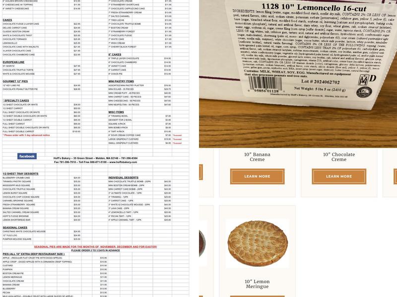 Hoff's Bakery Menu