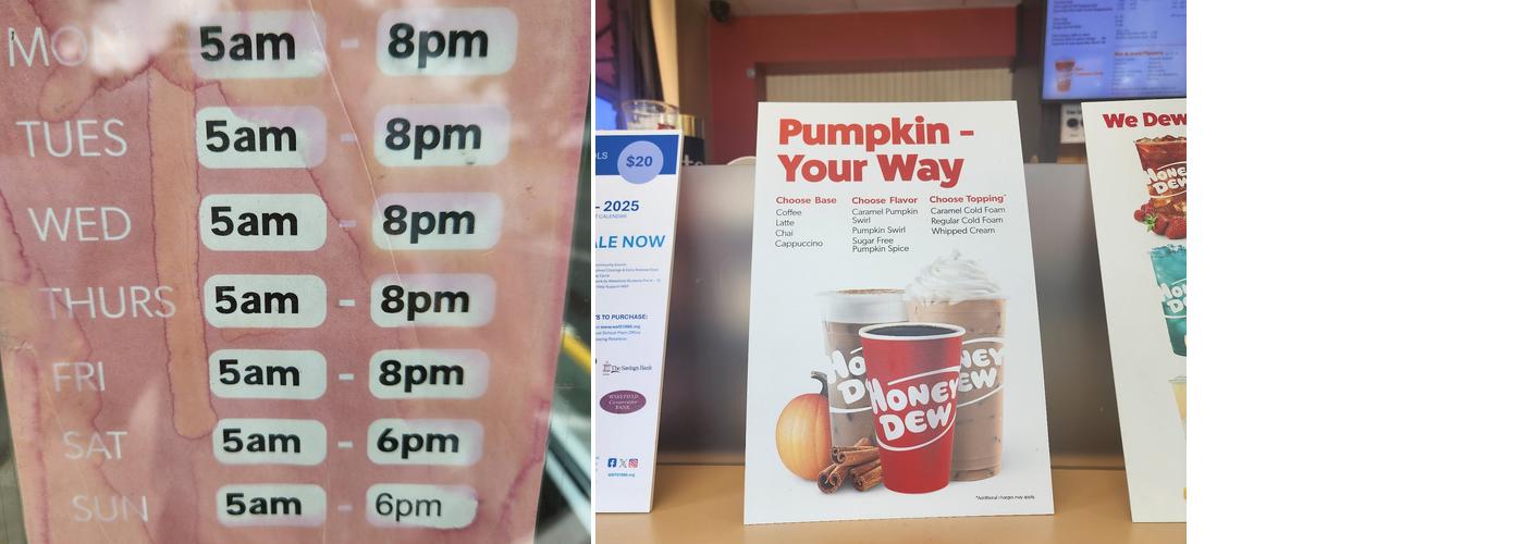 Honey Dew Donuts Menu