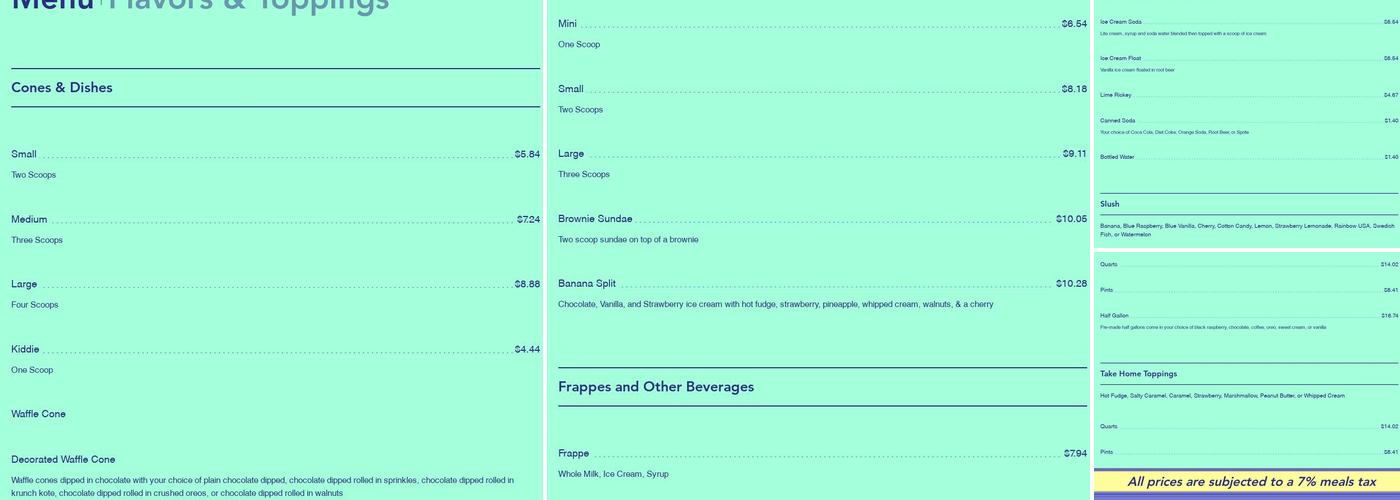 Meletharb Ice Cream Menu