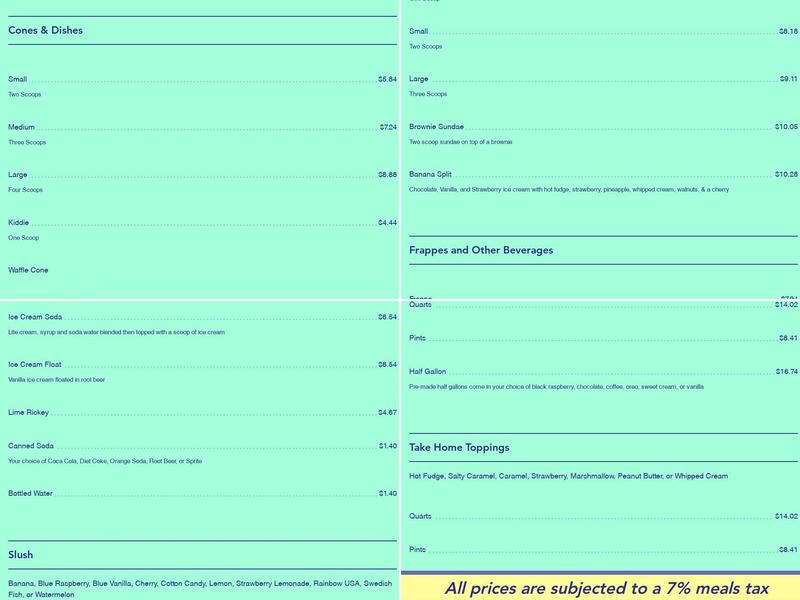 Meletharb Ice Cream Menu