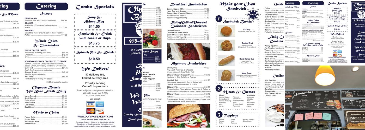 Olympos Bakery Menu