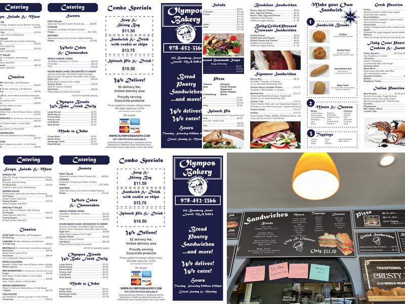 Olympos Bakery Menu