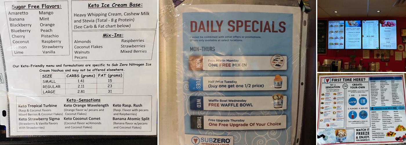 Sub Zero Nitrogen Ice Cream Menu