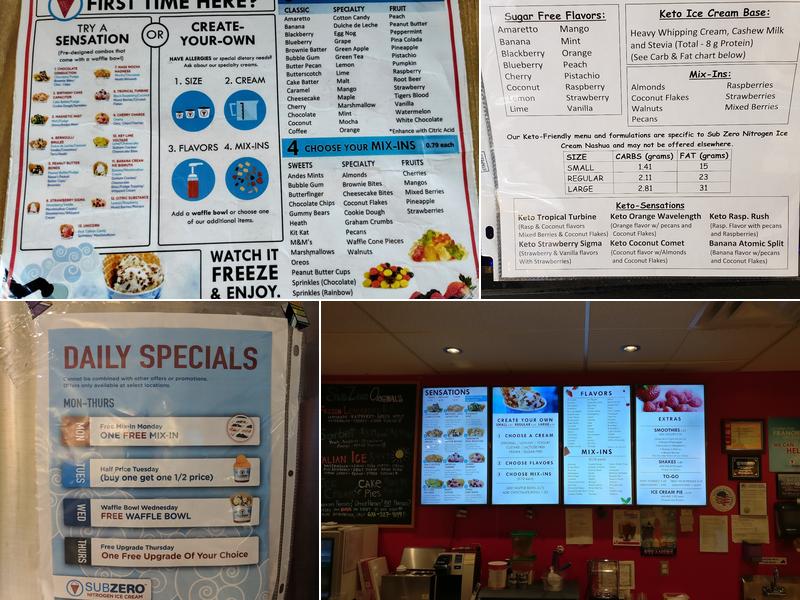 Sub Zero Nitrogen Ice Cream Menu