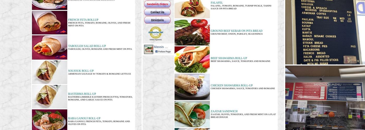 Massis Bakery Menu