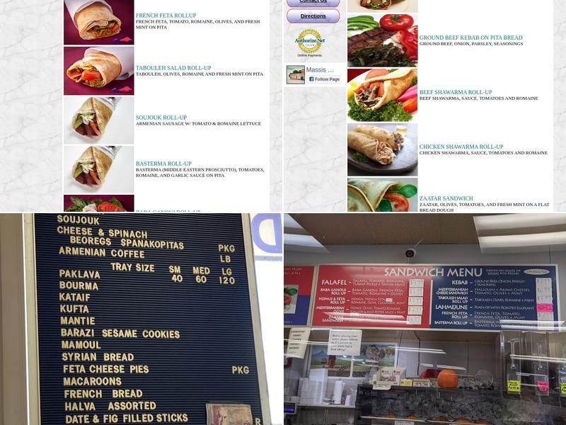 Massis Bakery Menu