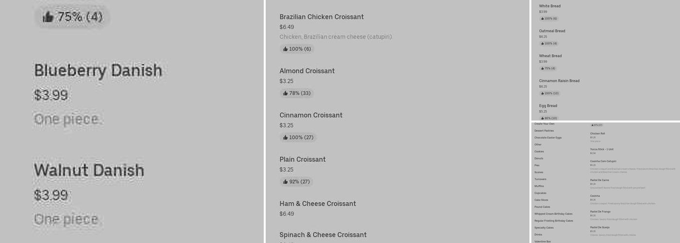 Daniel's Bakery Menu