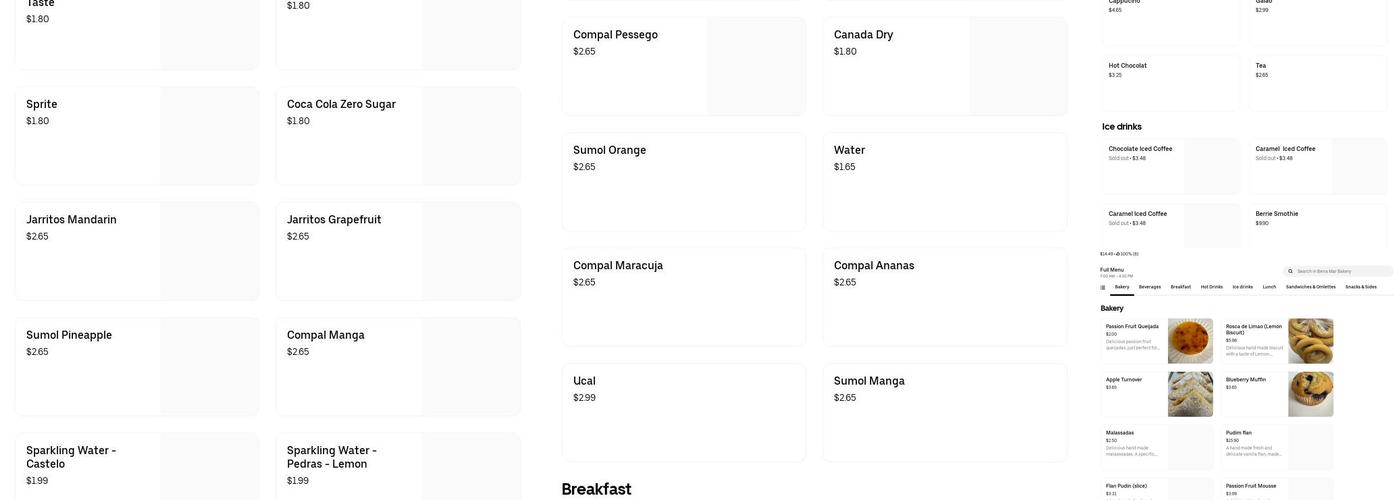 Beira Mar Bakery Menu