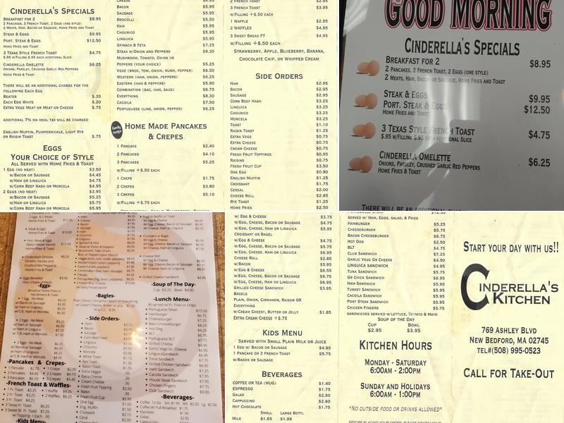 Cinderella's Kitchen Menu