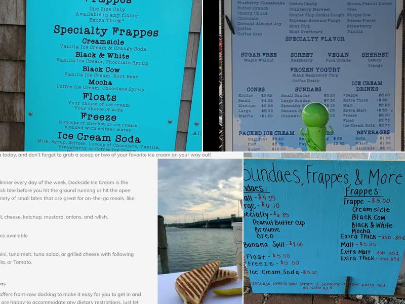 Dockside Ice Cream Menu