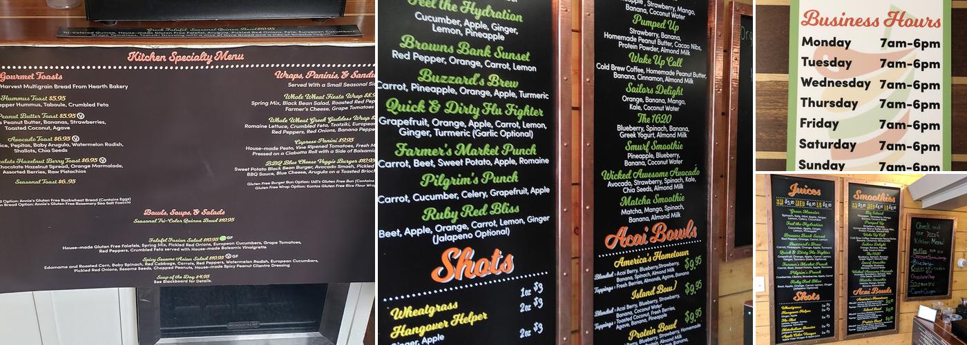 Vela Juice Bar Menu