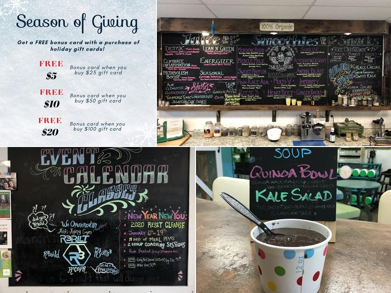 Organic Juice Barn Menu