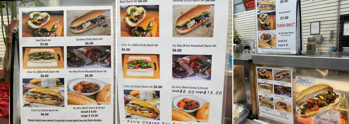 Chau's Bakery Menu