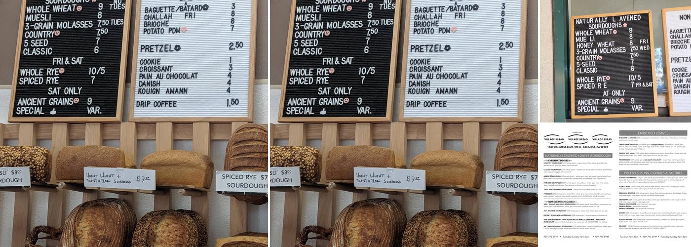 Village Bread - Bread & Pastries Menu
