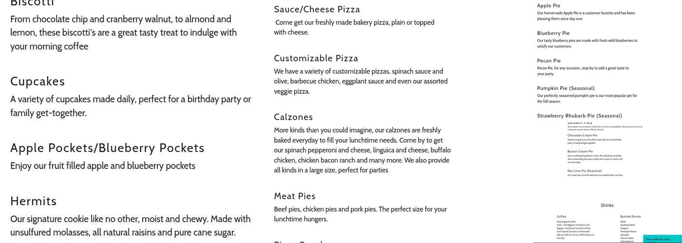 Scialo's Bakery of riverside Menu