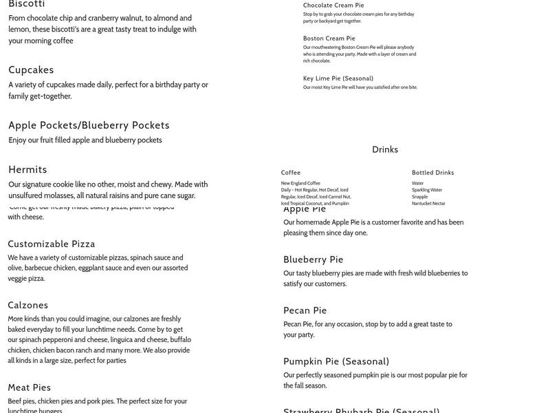 Scialo's Bakery of riverside Menu