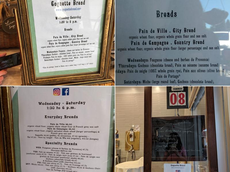 Goguette Bread Menu