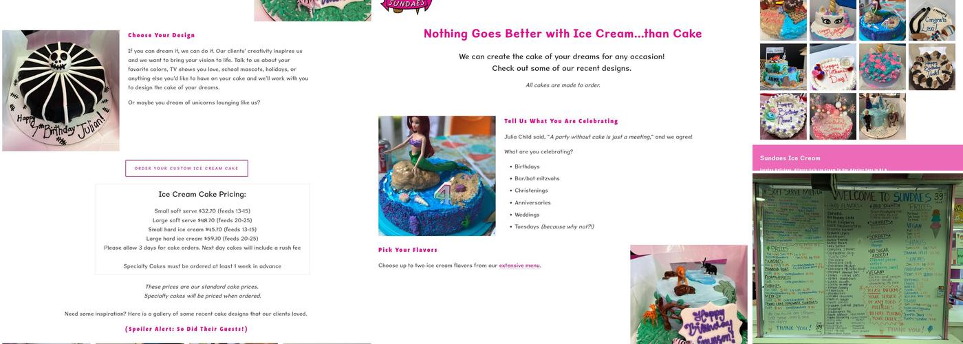 Sundaes Menu