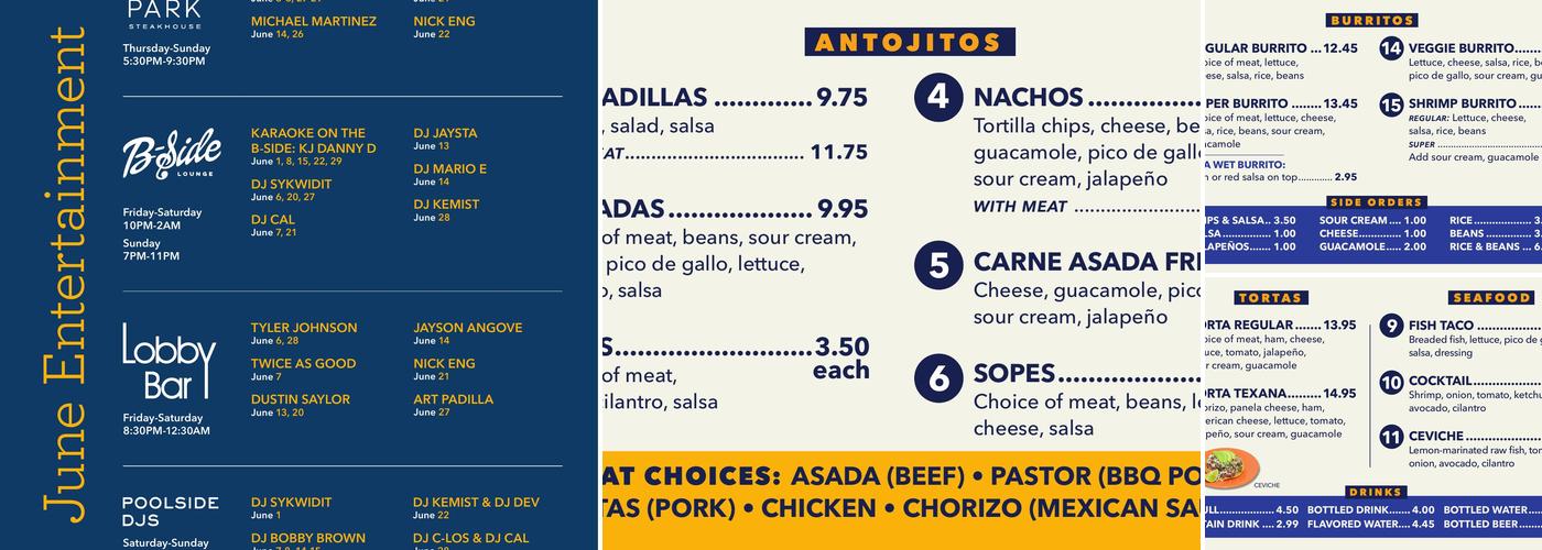 Scoops Menu