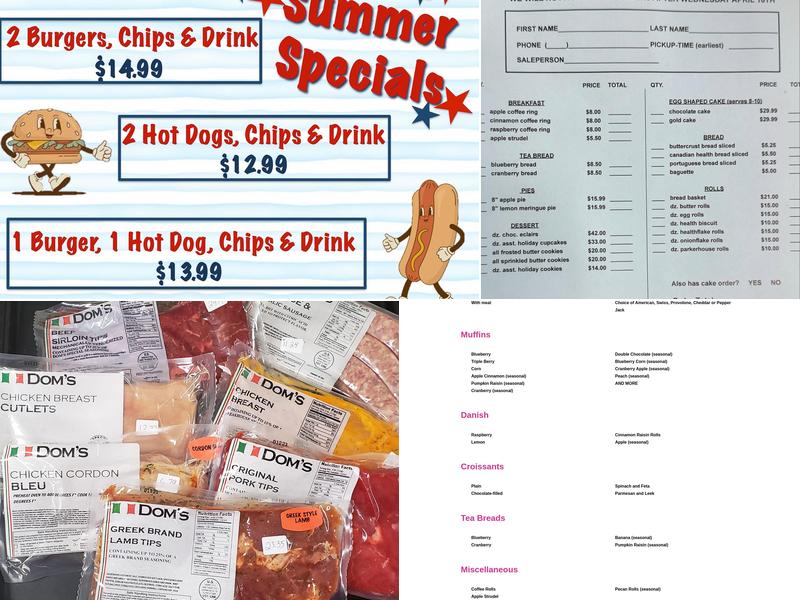 Hazel's Bakery Menu