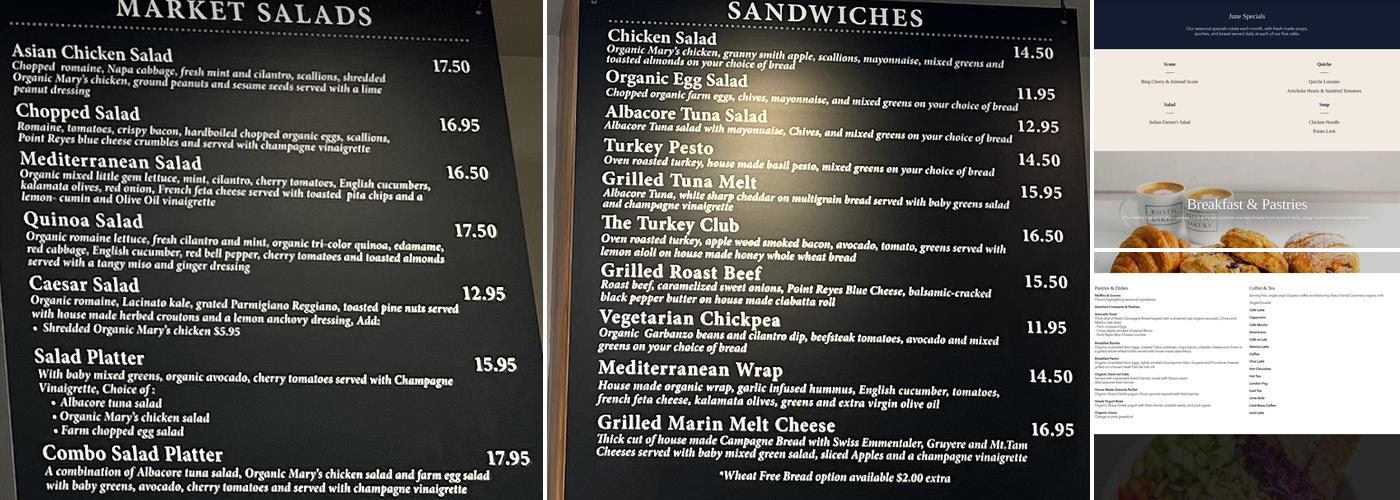 Rustic Bakery Menu