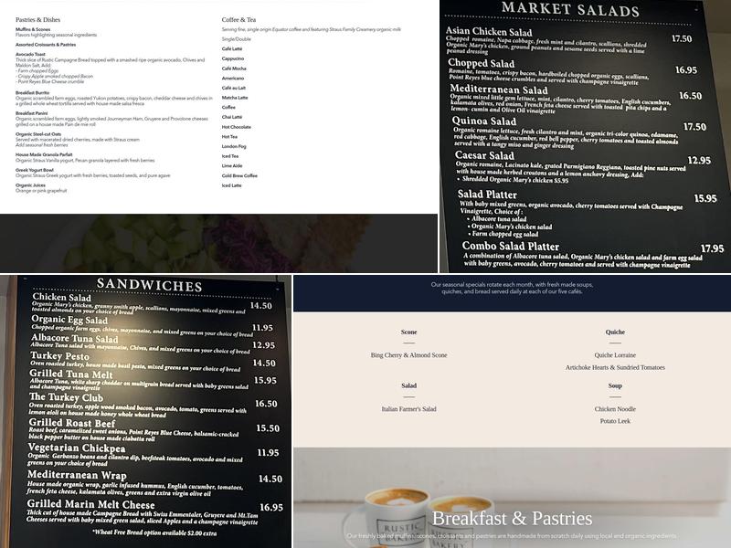 Rustic Bakery Menu