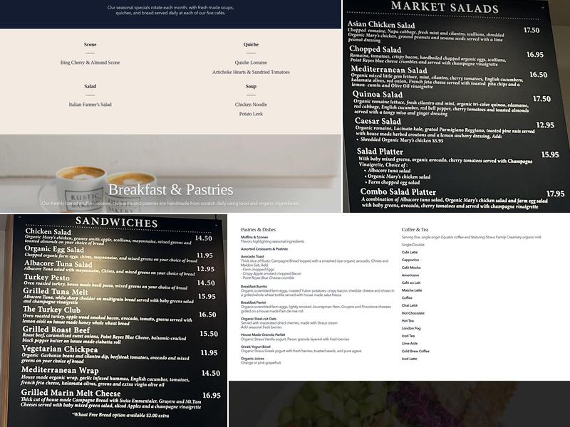 Rustic Bakery Menu
