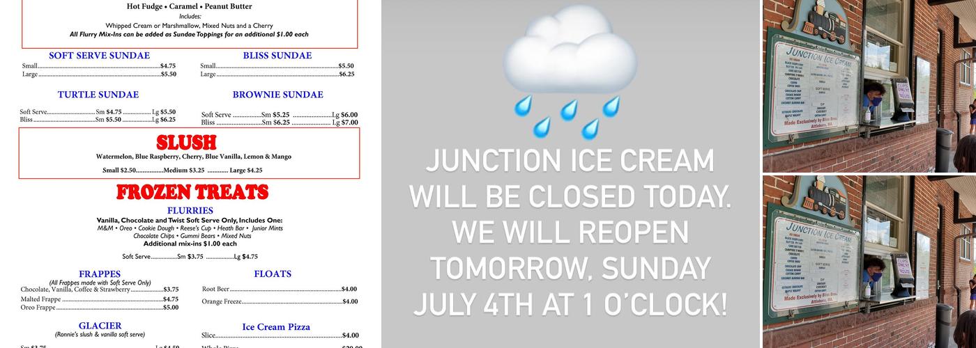Needham Junction Ice Cream Menu