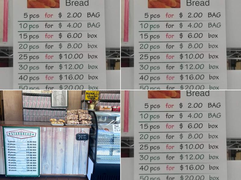 Starbread Menu