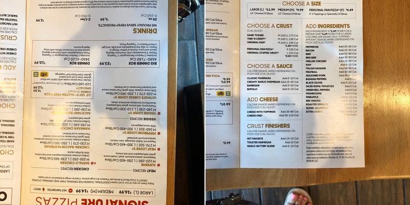 Pizza Hut Menu