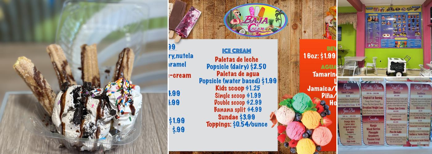 Baja Ice Cream and Bionicos Menu