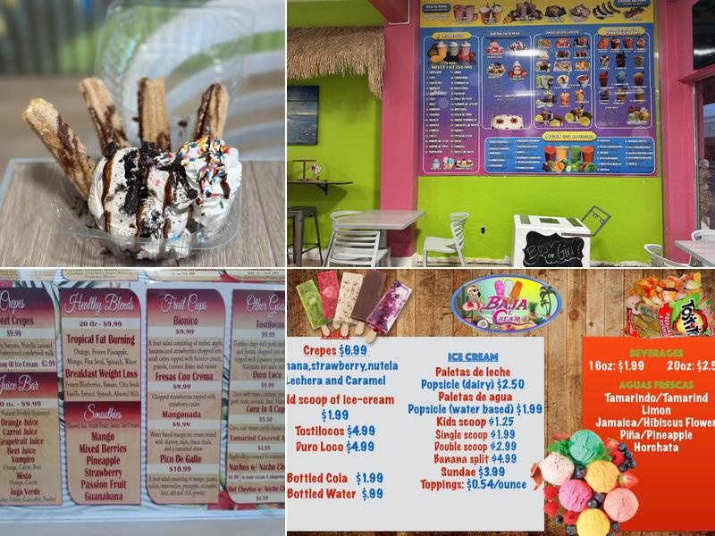 Baja Ice Cream and Bionicos Menu