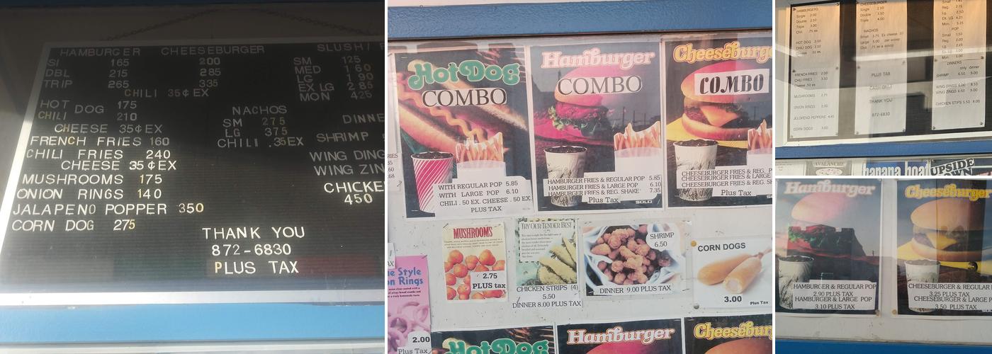 Burk's Igloo Menu