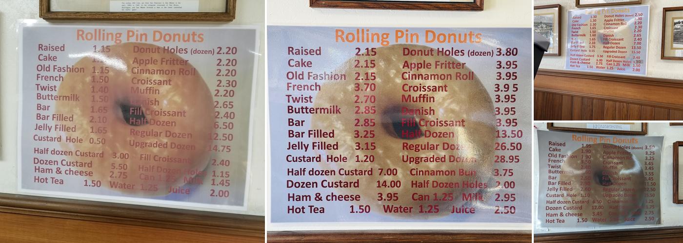Rolling Pin Donuts Menu