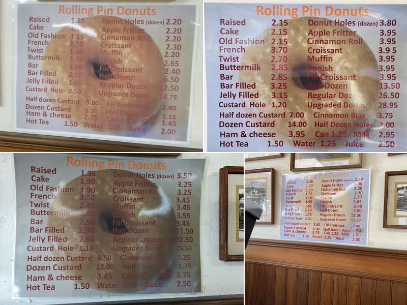 Rolling Pin Donuts Menu