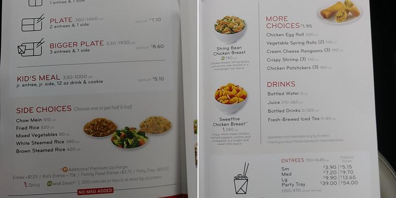 Panda Express Menu