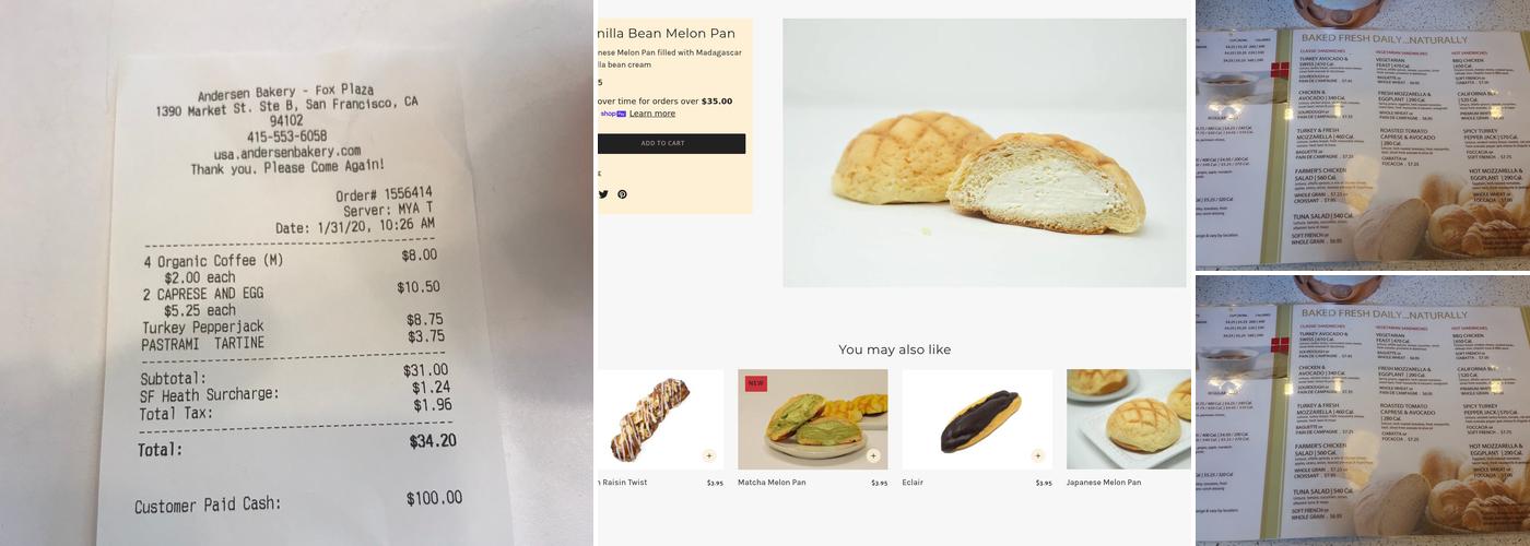 Andersen Bakery Menu