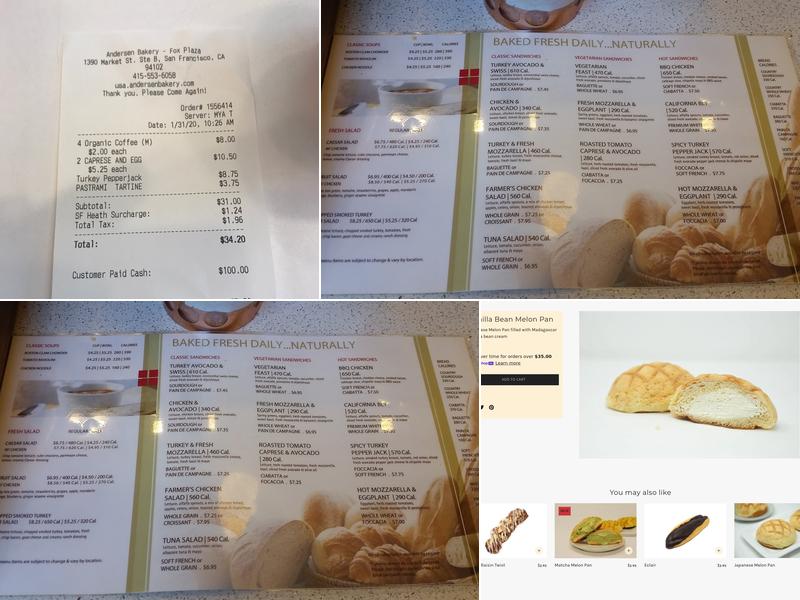 Andersen Bakery Menu