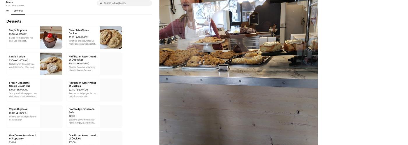 Cakabakery Menu