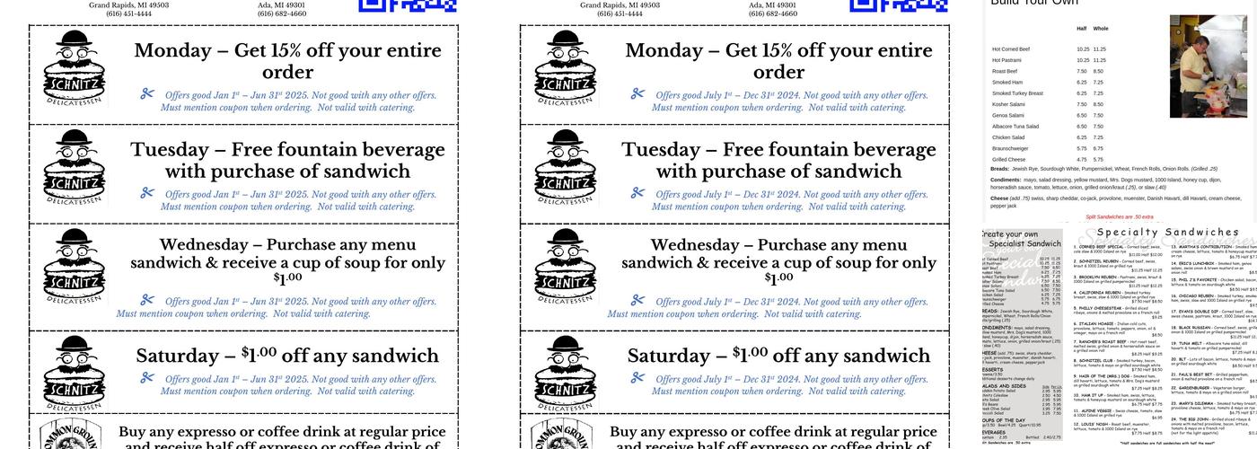 Schnitz Bakery Menu