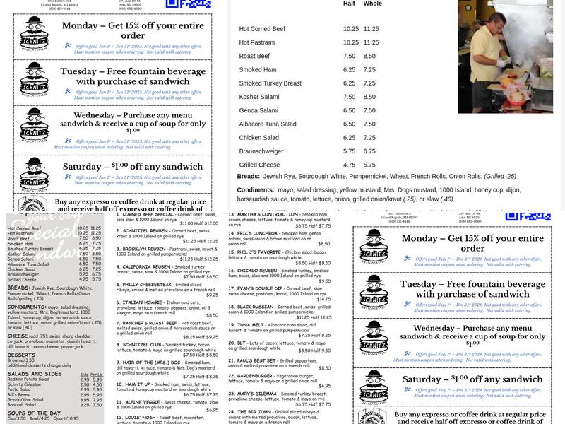Schnitz Bakery Menu