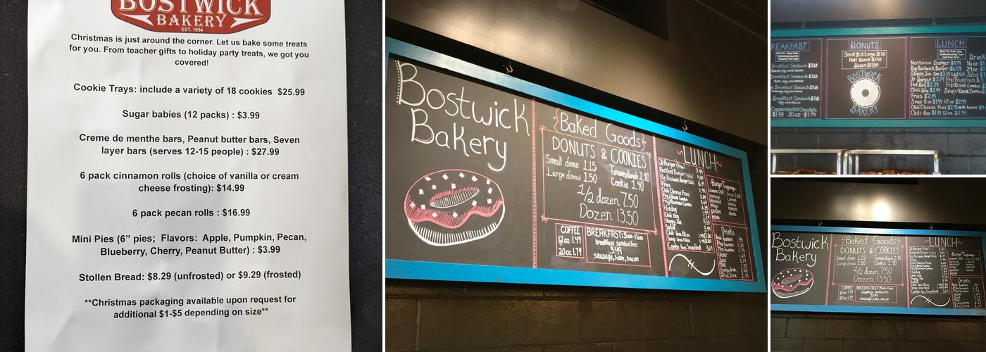 Bostwick Bakery of Plainfield Menu