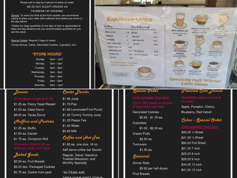 Sandy's Donuts Menu