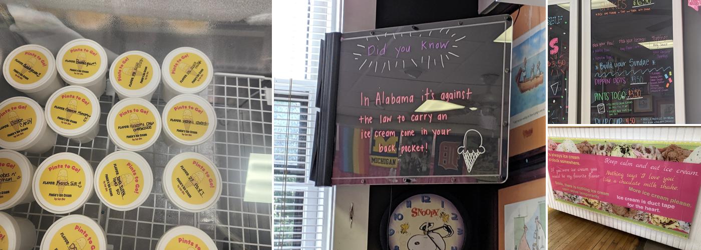 Pinkie's Ice Cream and Desserts Menu