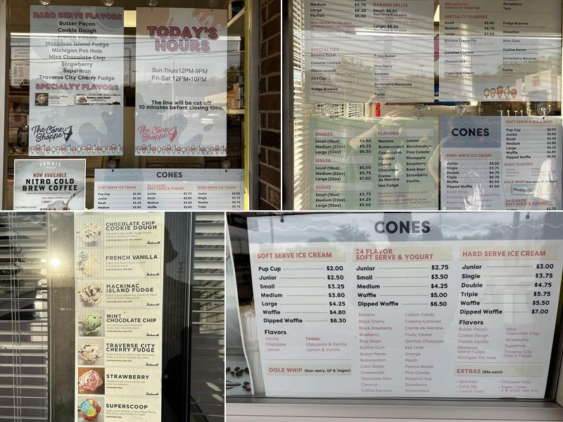 The Cone Shoppe Menu