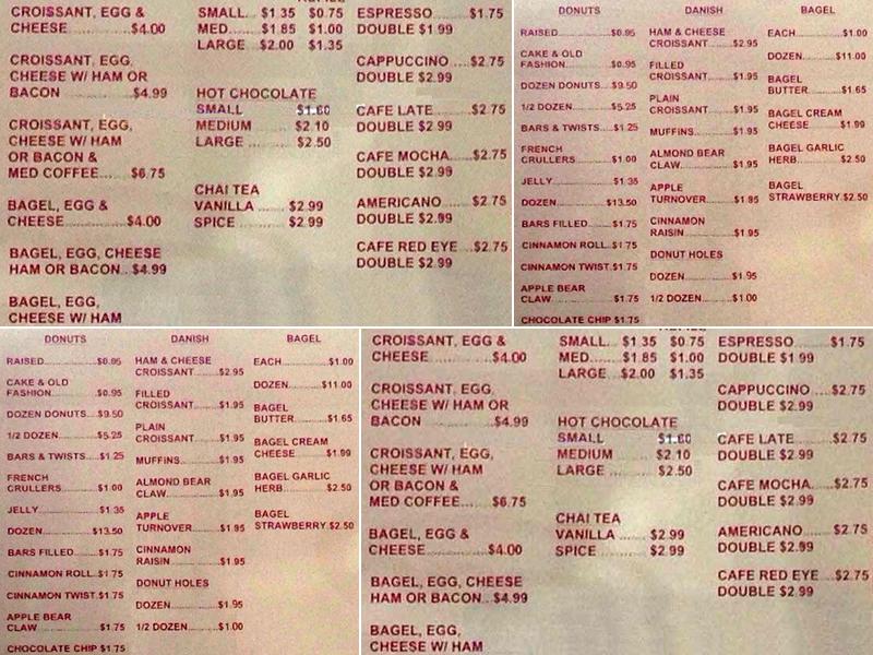 Lee's Donuts Menu